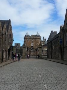 A view of Edinburgh, Scotland. This is the gate to Holyrooud where the Queen stays when she is in Edinburgh.